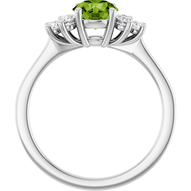 10K Gold Oval Natural Peridot & Lab-Grown Diamond Accented Ring - White Gold - view 2