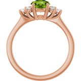 14K Gold Oval Natural Peridot & Lab-Grown Diamond Accented Ring - Rose Gold - view 2