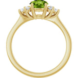 10K Gold Oval Natural Peridot & Lab-Grown Diamond Accented Ring - Yellow Gold - view 2