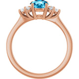 14K Gold Oval Natural Aquamarine & Lab-Grown Diamond Accented Ring - Rose Gold - view 2