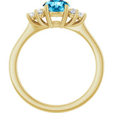 14K Gold Oval Natural Aquamarine & Lab-Grown Diamond Accented Ring - Yellow Gold - view 2