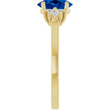 10K Gold Oval Lab-Grown Blue Sapphire & Lab-Grown Diamond Accented Ring - Yellow Gold - view 4