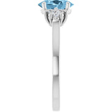 10K Gold Oval Natural Sky Blue Topaz & Lab-Grown Diamond Accented Ring - White Gold - view 4