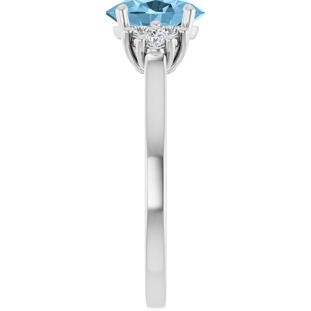 Platinum Oval Natural Sky Blue Topaz & Lab-Grown Diamond Accented Ring - view 4