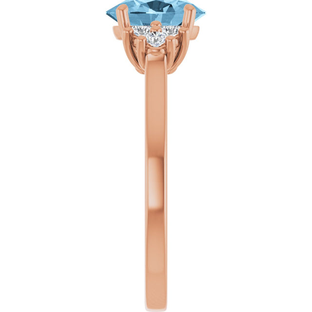 14K Gold Oval Natural Sky Blue Topaz & Lab-Grown Diamond Accented Ring - Rose Gold - view 4