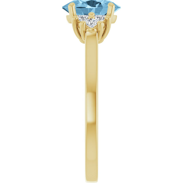 10K Gold Oval Natural Sky Blue Topaz & Lab-Grown Diamond Accented Ring - Yellow Gold - view 4