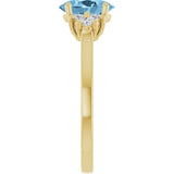 14K Gold Oval Natural Sky Blue Topaz & Lab-Grown Diamond Accented Ring - Yellow Gold - view 4