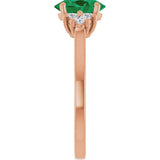 14K Gold Oval Lab-Grown Emerald & Lab-Grown Diamond Accented Ring – 6x4mm - Rose Gold - view 4