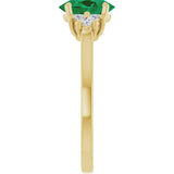 10K Gold Oval Lab-Grown Emerald & Lab-Grown Diamond Accented Ring - Yellow Gold - view 4