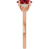 14K Gold Oval Lab-Grown Ruby & Lab-Grown Diamond Accented Ring – 6x4mm - Rose Gold - view 4