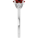 10K Gold Oval Natural Mozambique Garnet & Lab-Grown Diamond Accented Ring - White Gold - view 4
