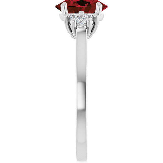 10K Gold Oval Natural Mozambique Garnet & Lab-Grown Diamond Accented Ring - White Gold - view 4