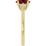 10K Gold Oval Natural Mozambique Garnet & Lab-Grown Diamond Accented Ring - Yellow Gold - view 4