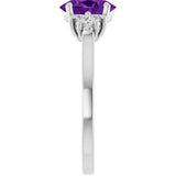 10K Gold Oval Natural Amethyst & Lab-Grown Diamond Accented Ring - White Gold - view 4