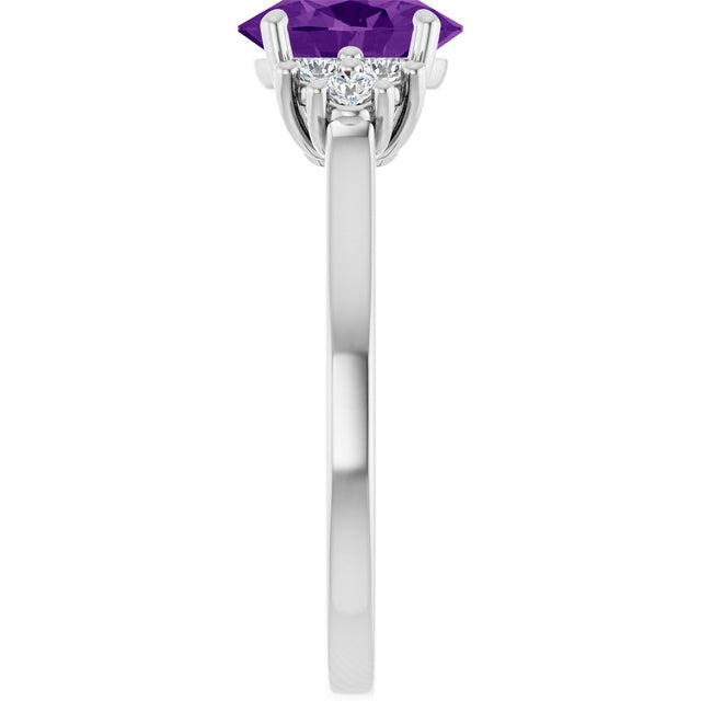10K Gold Oval Natural Amethyst & Lab-Grown Diamond Accented Ring - White Gold - view 4