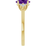 10K Gold Oval Natural Amethyst & Lab-Grown Diamond Accented Ring - Yellow Gold - view 4