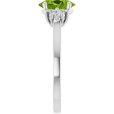 10K Gold Oval Natural Peridot & Lab-Grown Diamond Accented Ring - White Gold - view 4