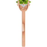 14K Gold Oval Natural Peridot & Lab-Grown Diamond Accented Ring - Rose Gold - view 4