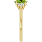 10K Gold Oval Natural Peridot & Lab-Grown Diamond Accented Ring - Yellow Gold - view 4