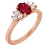14K Gold Oval Lab-Grown Ruby & Lab-Grown Diamond Accented Ring – 6x4mm - Rose Gold
