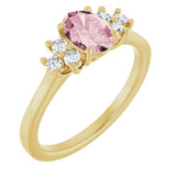 14K Gold Oval Natural Pink Morganite & Natural Diamond Accented Ring – 7x5mm - Yellow Gold