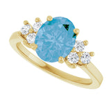 14K Gold Oval Natural Swiss Blue Topaz & Natural Diamond Accented Ring - Yellow Gold - view 5