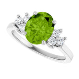 14K Gold Oval Natural Peridot & Natural Diamond Accented Ring – 9x7mm - White Gold - view 5