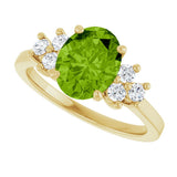14K Gold Oval Natural Peridot & Natural Diamond Accented Ring – 9x7mm - Yellow Gold - view 5