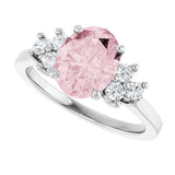 14K Gold Oval Natural Pink Morganite & Natural Diamond Accented Ring – 7x5mm - White Gold - view 5