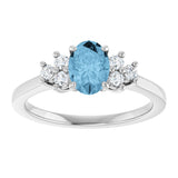 14K Gold Oval Natural Sky Blue Topaz & Lab-Grown Diamond Accented Ring - White Gold - view 3