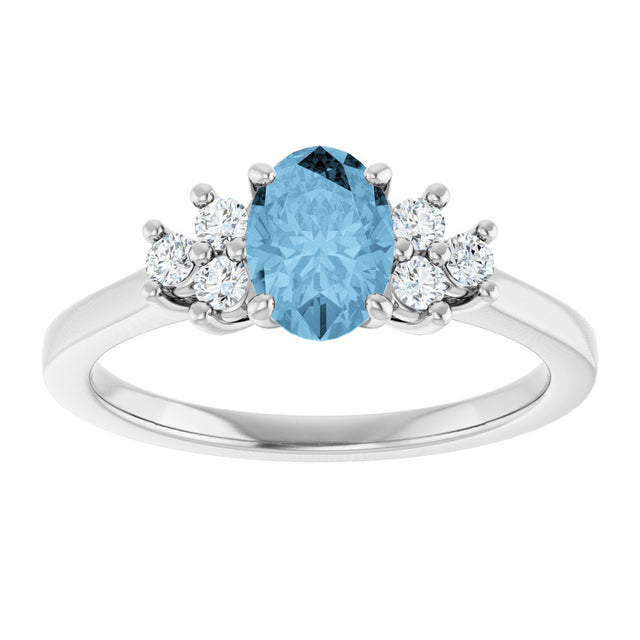 10K Gold Oval Natural Sky Blue Topaz & Lab-Grown Diamond Accented Ring - White Gold - view 3