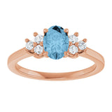 14K Gold Oval Natural Sky Blue Topaz & Lab-Grown Diamond Accented Ring - Rose Gold - view 3