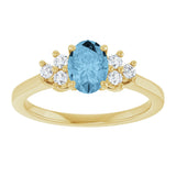 10K Gold Oval Natural Sky Blue Topaz & Lab-Grown Diamond Accented Ring - Yellow Gold - view 3