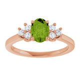 14K Gold Oval Natural Peridot & Lab-Grown Diamond Accented Ring - Rose Gold - view 3