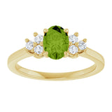 10K Gold Oval Natural Peridot & Lab-Grown Diamond Accented Ring - Yellow Gold - view 3