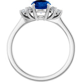 10K Gold Oval Lab-Grown Blue Sapphire & Lab-Grown Diamond Accented Ring - White Gold - view 2