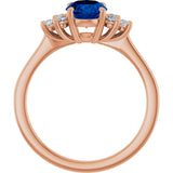 14K Gold Oval Lab-Grown Blue Sapphire & Lab-Grown Diamond Accented Ring – 6x4mm - Rose Gold - view 2