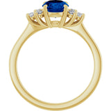 10K Gold Oval Lab-Grown Blue Sapphire & Lab-Grown Diamond Accented Ring - Yellow Gold - view 2