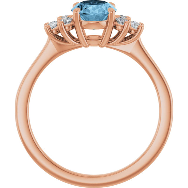 14K Gold Oval Natural Sky Blue Topaz & Lab-Grown Diamond Accented Ring - Rose Gold - view 2