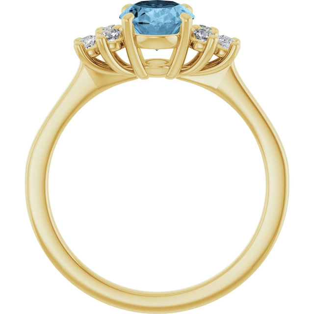 10K Gold Oval Natural Sky Blue Topaz & Lab-Grown Diamond Accented Ring - Yellow Gold - view 2