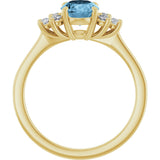14K Gold Oval Natural Sky Blue Topaz & Lab-Grown Diamond Accented Ring - Yellow Gold - view 2