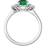 10K Gold Oval Lab-Grown Emerald & Lab-Grown Diamond Accented Ring - White Gold - view 2