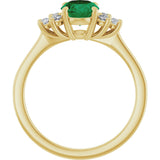 10K Gold Oval Lab-Grown Emerald & Lab-Grown Diamond Accented Ring - Yellow Gold - view 2