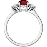 10K Gold Oval Lab-Grown Ruby & Lab-Grown Diamond Accented Ring - White Gold - view 2