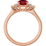 14K Gold Oval Lab-Grown Ruby & Lab-Grown Diamond Accented Ring – 6x4mm - Rose Gold - view 2