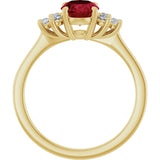 10K Gold Oval Lab-Grown Ruby & Lab-Grown Diamond Accented Ring - Yellow Gold - view 2