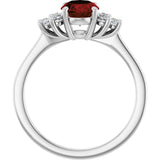 10K Gold Oval Natural Mozambique Garnet & Lab-Grown Diamond Accented Ring - White Gold - view 2