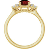 10K Gold Oval Natural Mozambique Garnet & Lab-Grown Diamond Accented Ring - Yellow Gold - view 2