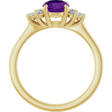 10K Gold Oval Natural Amethyst & Lab-Grown Diamond Accented Ring - Yellow Gold - view 2