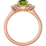 14K Gold Oval Natural Peridot & Lab-Grown Diamond Accented Ring - Rose Gold - view 2